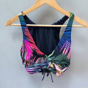 Skinny Dippers Womens Reversible Tropical Print Bikini Tankini Top US Size S Nyl